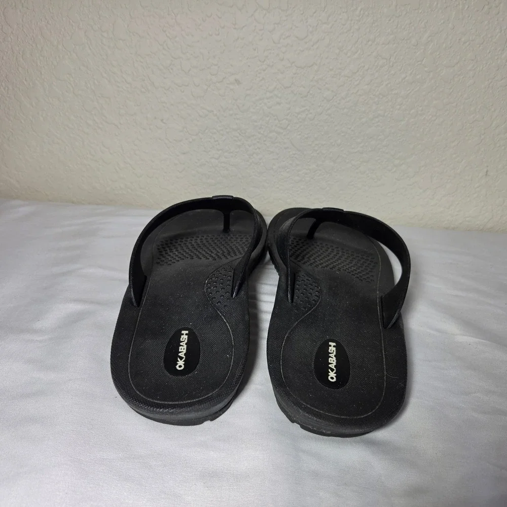 Okabashi Mens Surf Flip Flop Sandals Black Size XL 12-13 Made in USA Casual